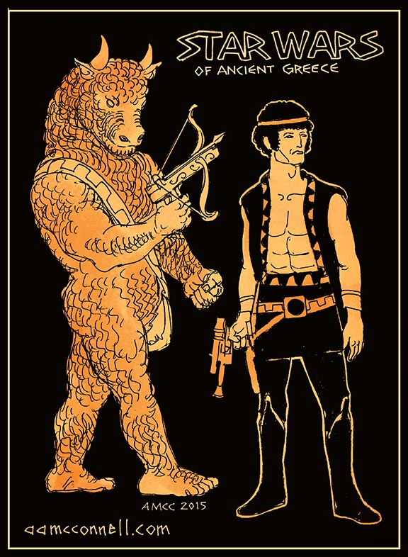 Han Solo and Chewbacca ancient Greek style